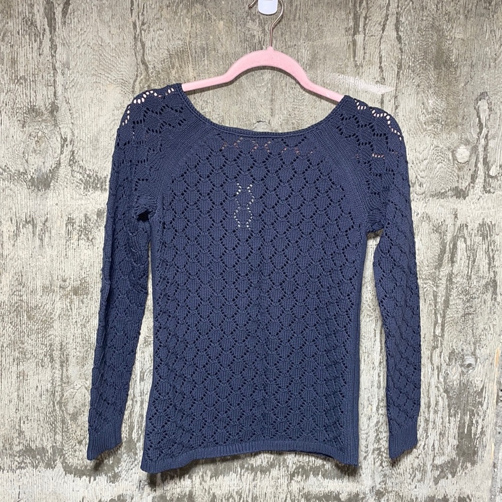 LOFT Navy Lace Knit Sweater